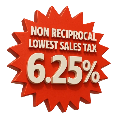 Lowest Sales Tax 6.25% in Illinois